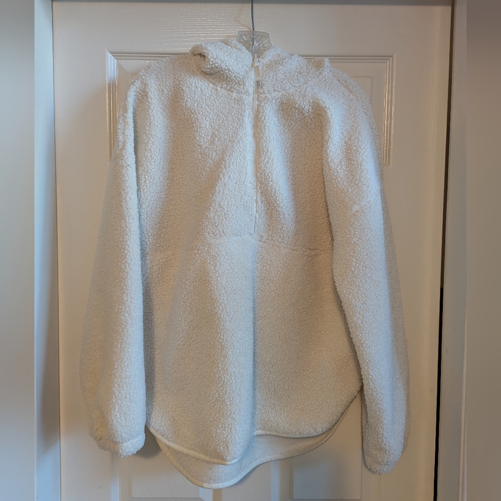 Hooded Sherpa Sweater Jacket Cream Old Navy Womens Medium